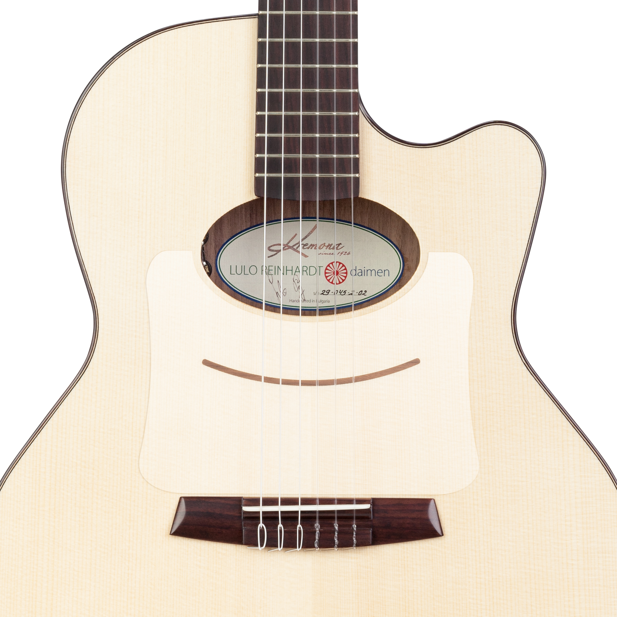 Kremona Daimen Lulo Reinhardt Signure guitar - Rosewood Montmarte-styled bridge - Ars Manima rosette
