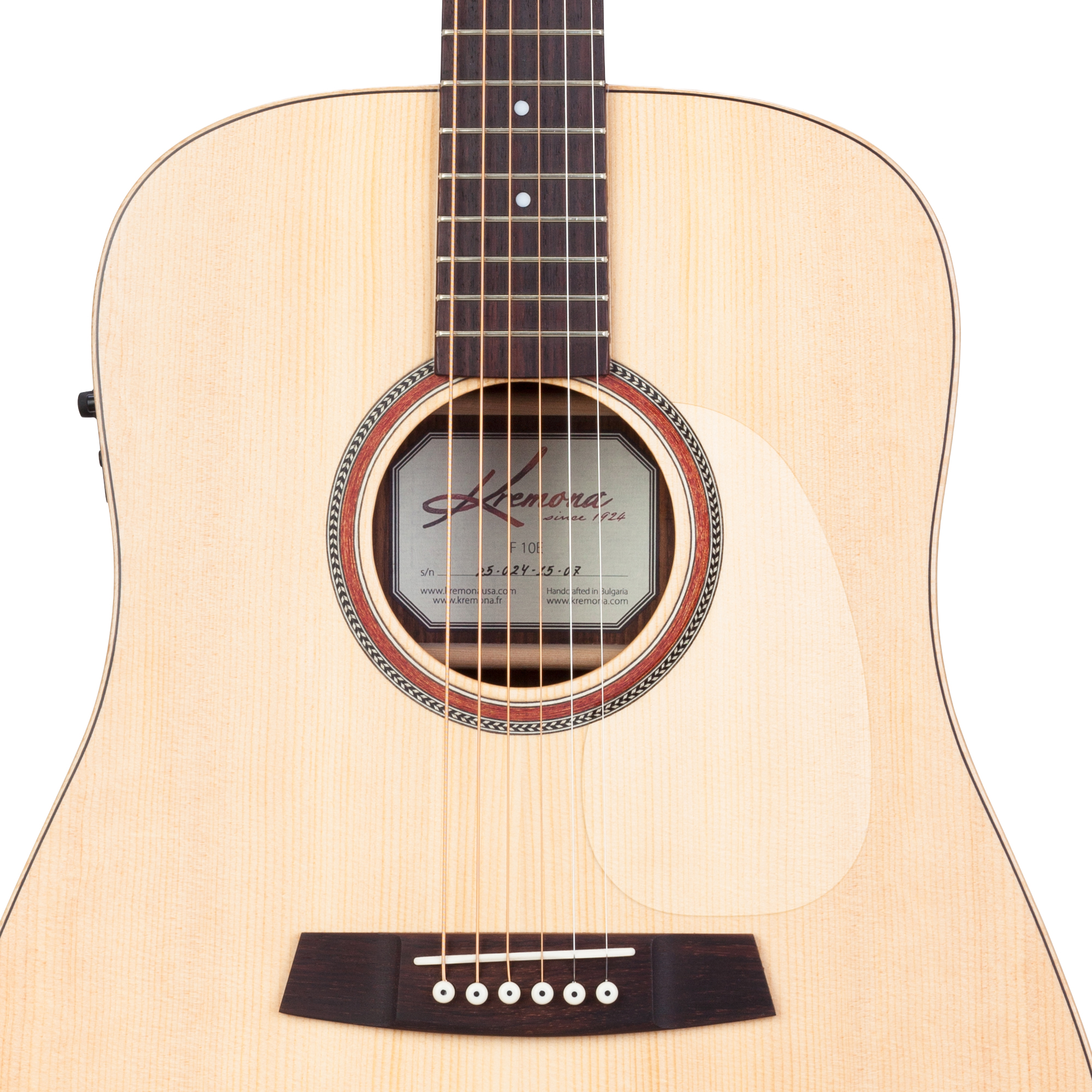 Kremona F10E dreadnought acoustic-electric guitar with solid spruce top and wood binding