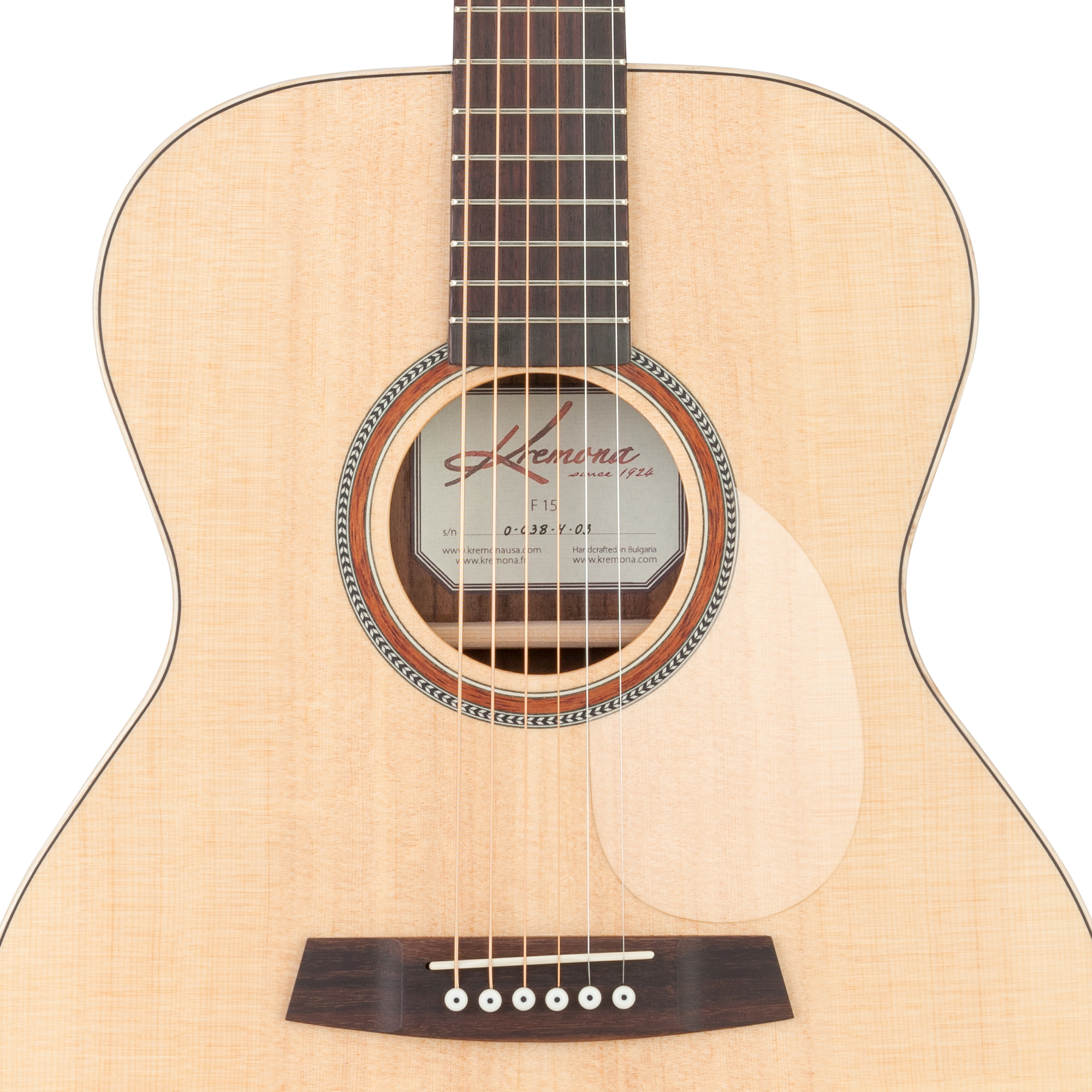 Kremona F15 handcrafted OM acoustic steel-string guitar with wooden herringbone rosette