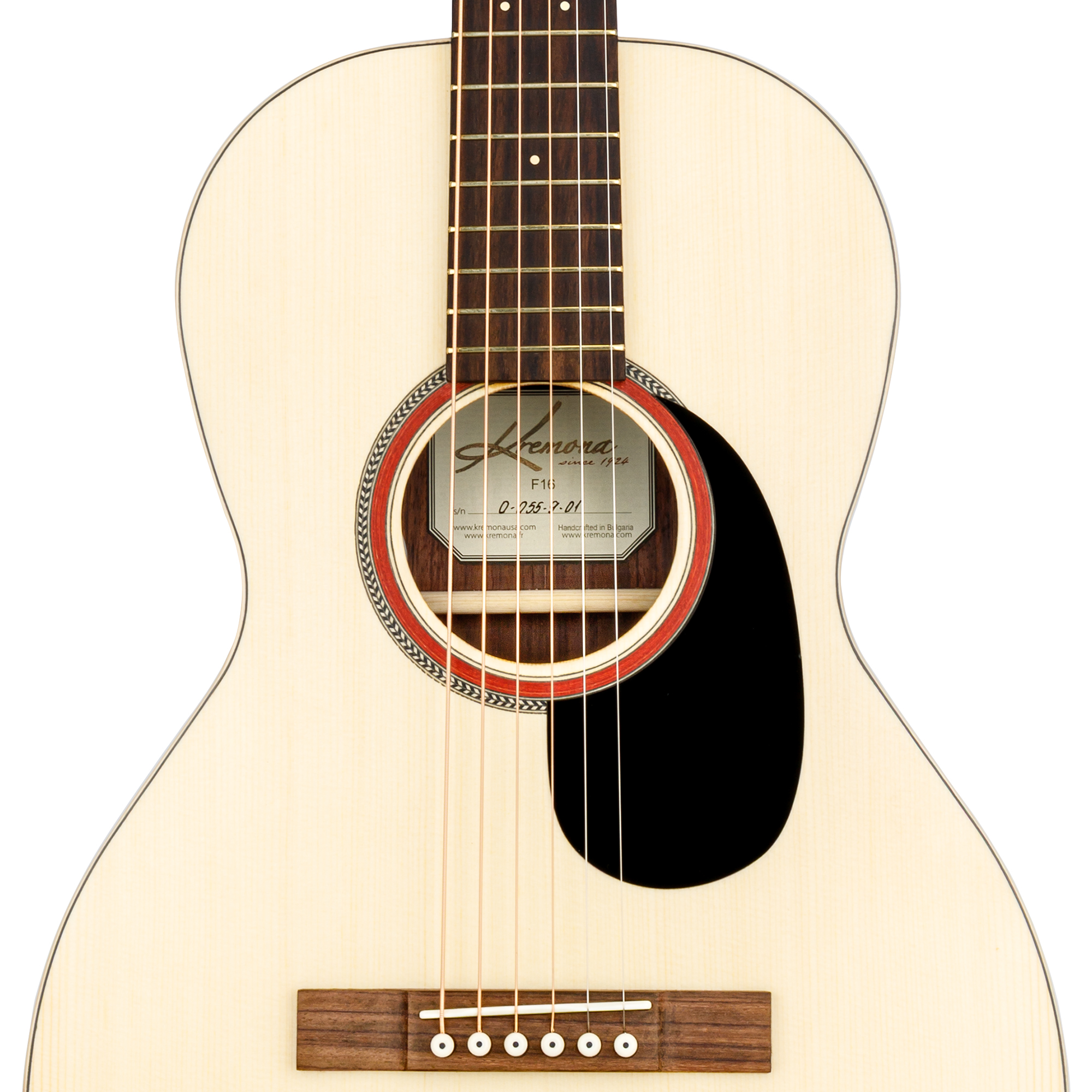 Kremona F16 handcrafted parlor acoustic steel-string guitar with wooden herringbone rosette