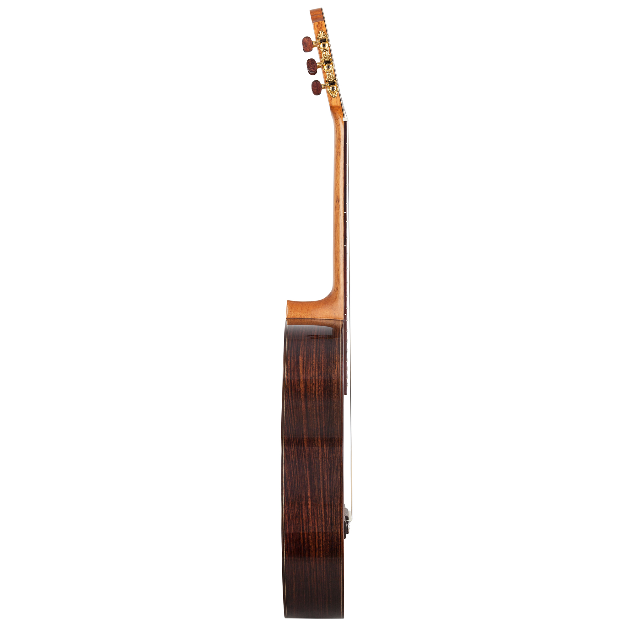 Kremona Fiesta FC handcrafted concert classical guitar - side profile - solid Indian rosewood sides