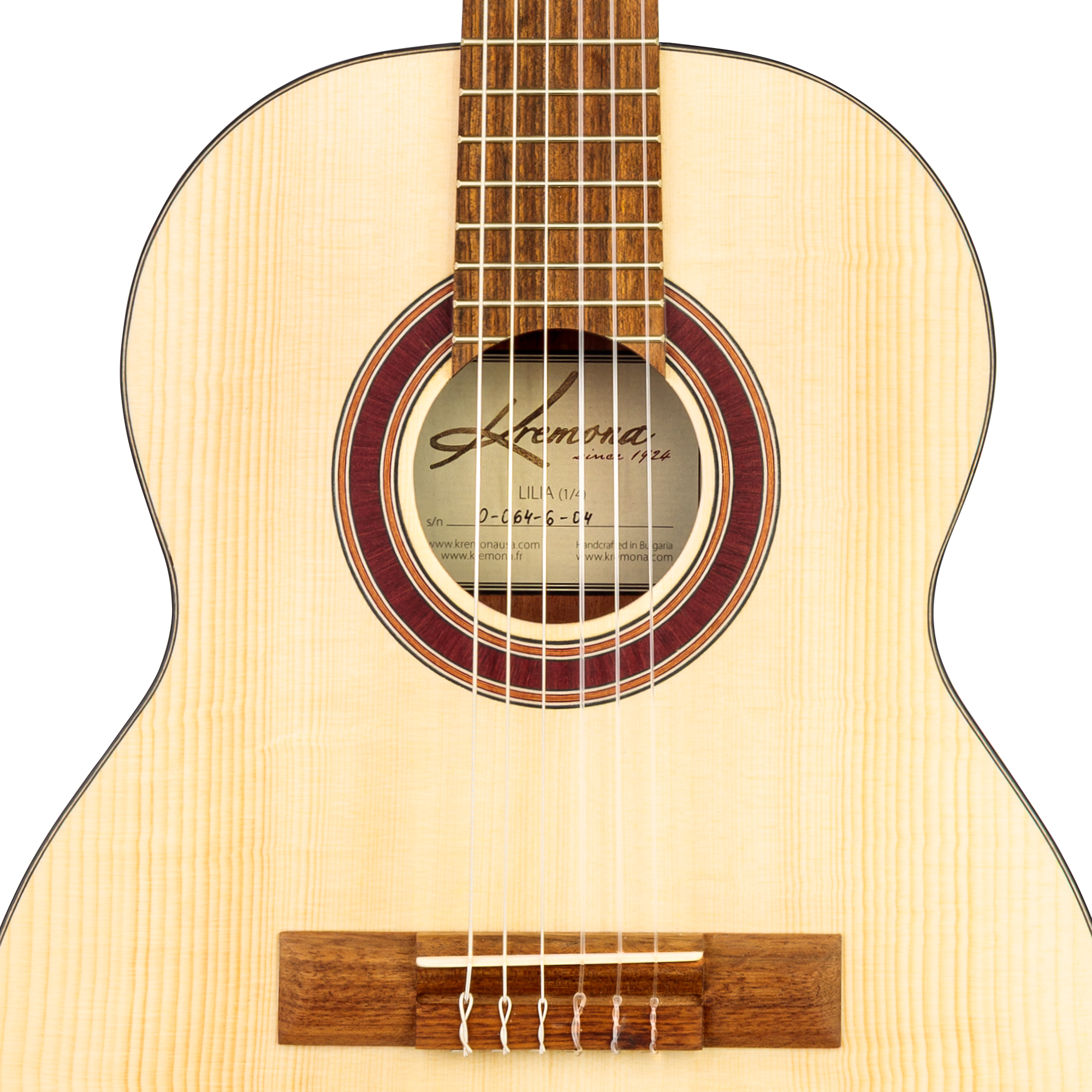 Kremona Lilia handcrafted European fractional 1/4 classical guitar close up