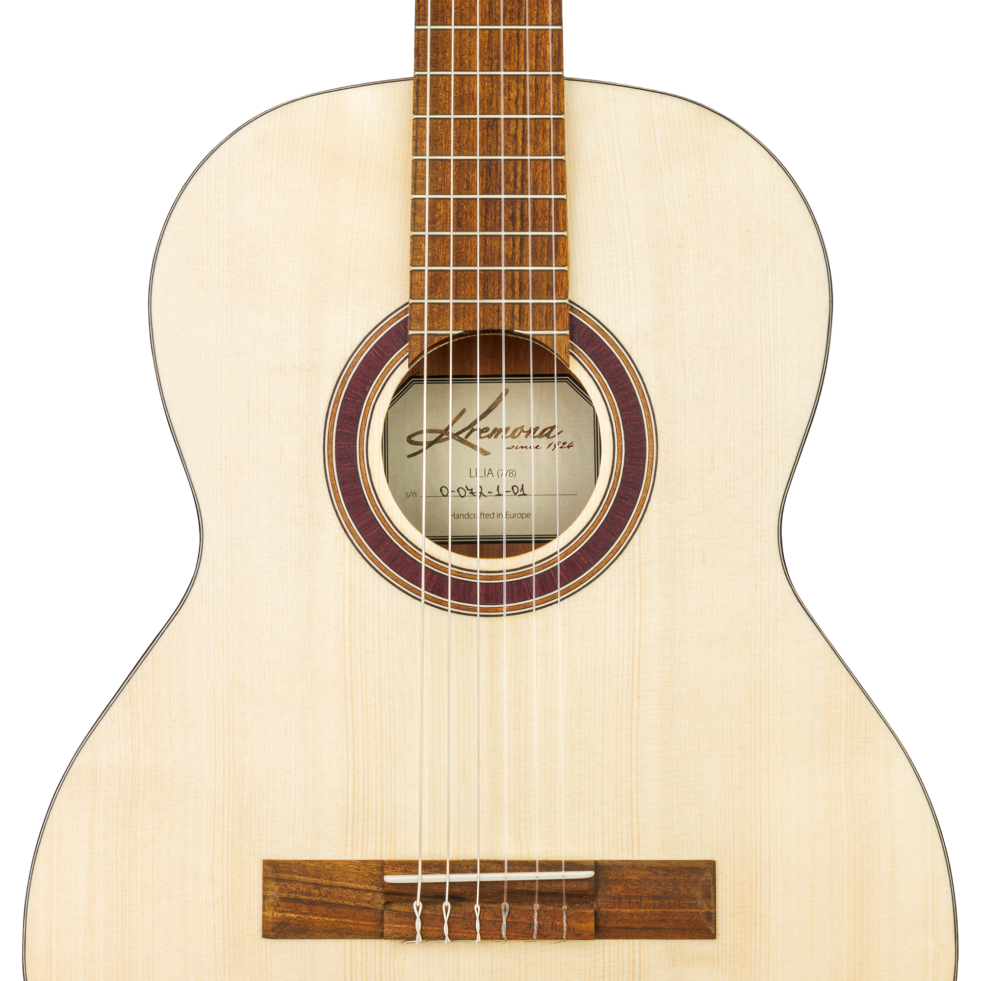 Kremona Lilia handcrafted European fractional 7/8 classical guitar close up