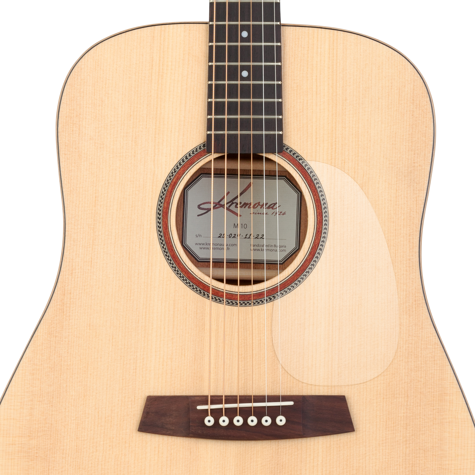 Kremona M10 handcrafted dreadnought acoustic guitar with wooden herringbone rosette