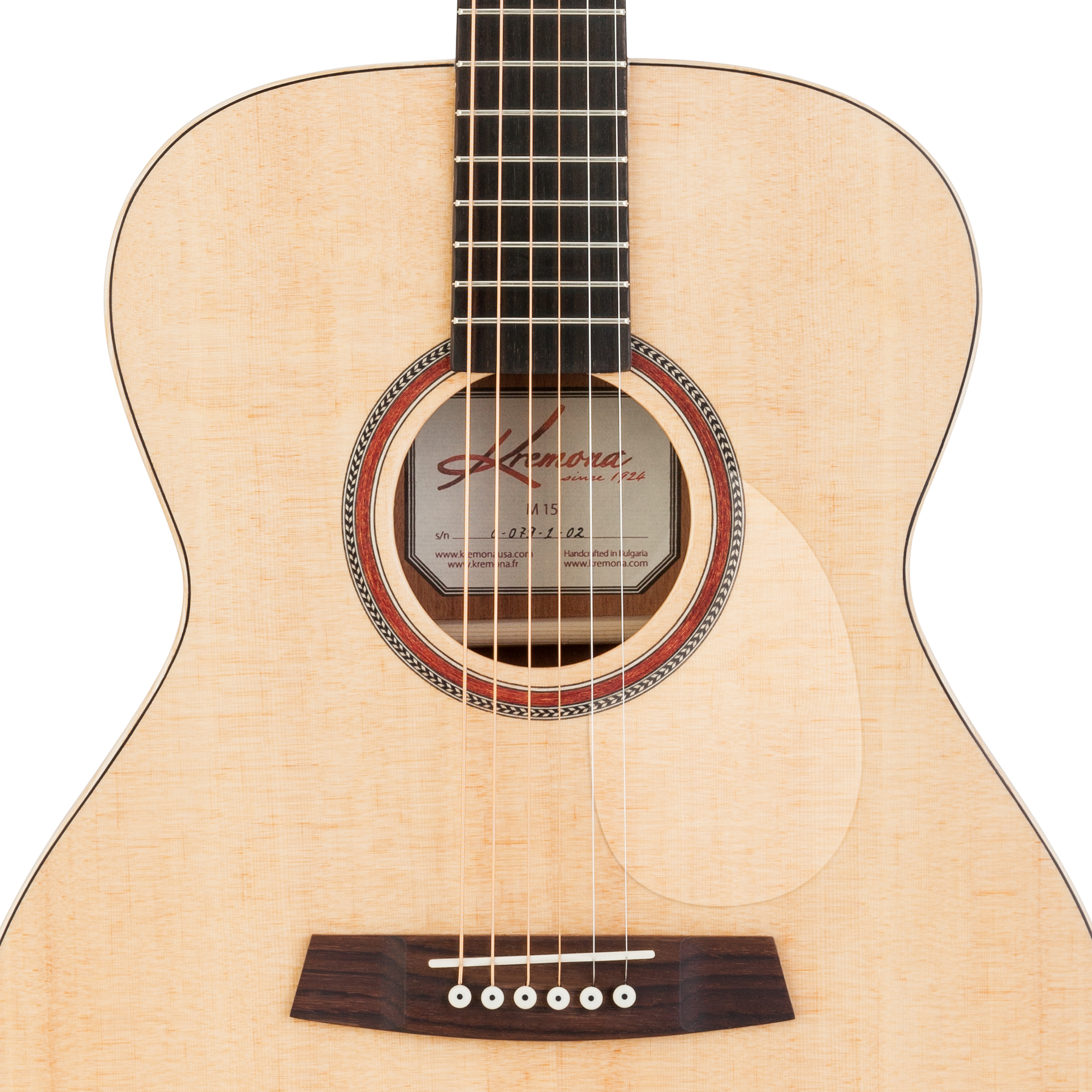 Kremona M15 handcrafted OM acoustic guitar with wooden herringbone rosette