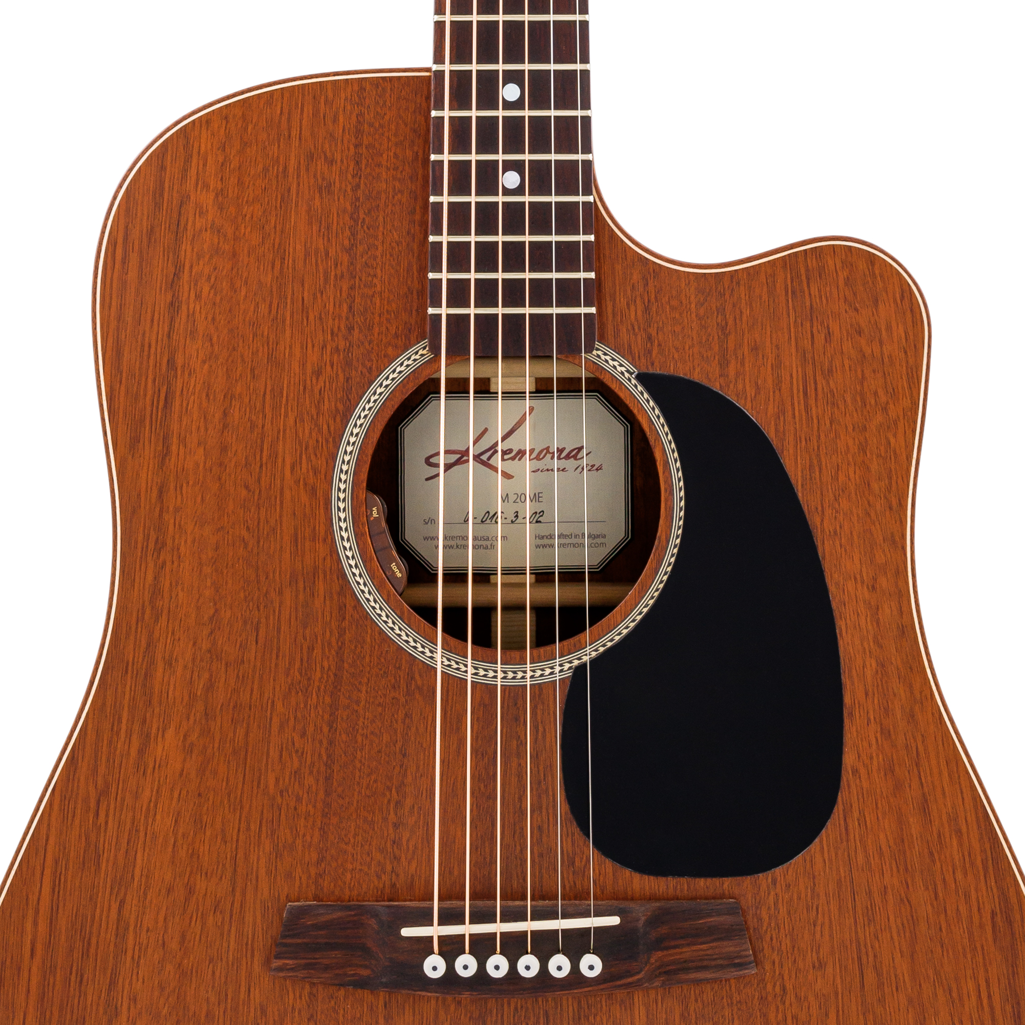 Kremona M20ME CW cutaway dreadnought acoustic guitar with solid mahagany top and herringbone rosette