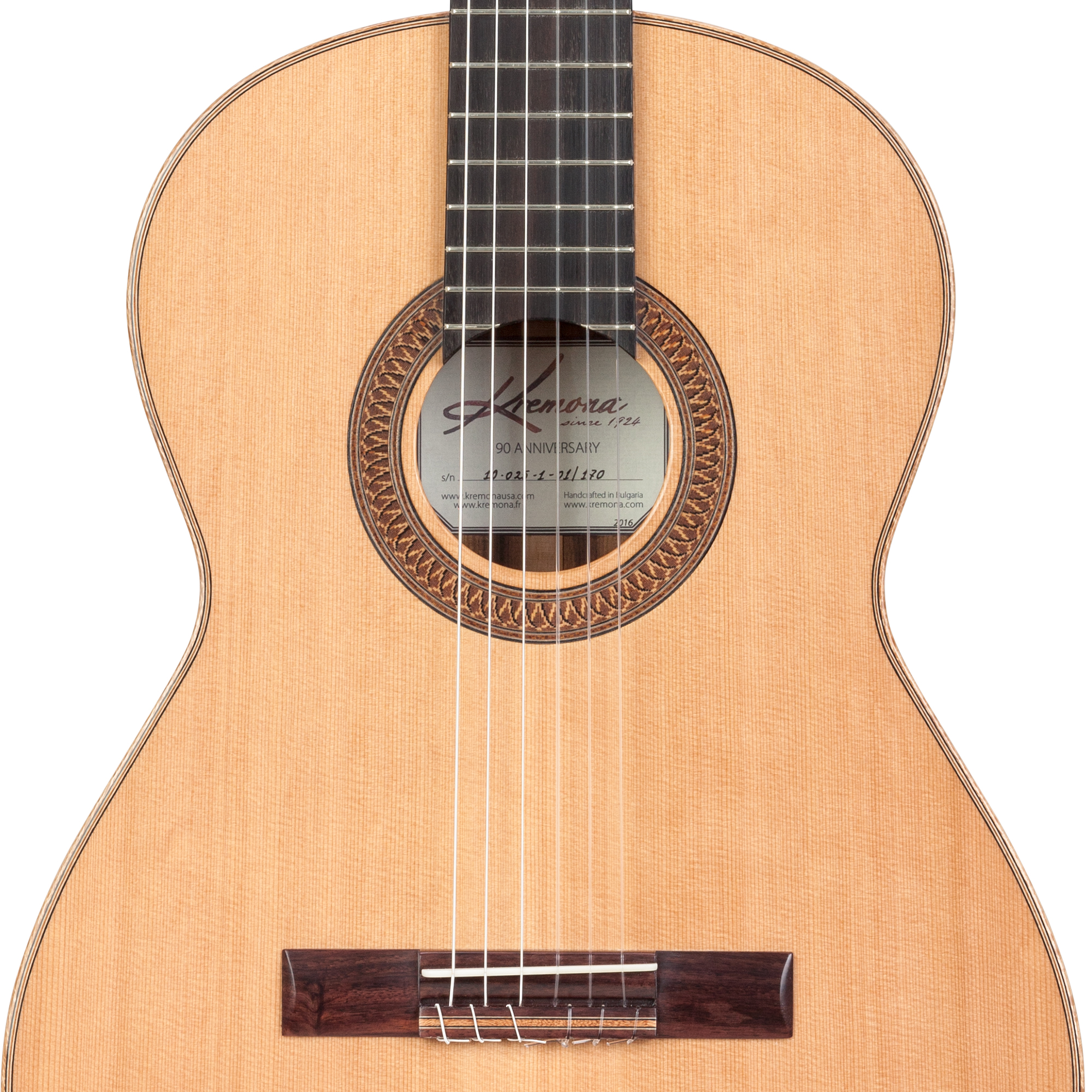 Kremona 90th Anniversary limited edition concert classical guitar - hand-inlaid wood rosette - special-bladed cedar top