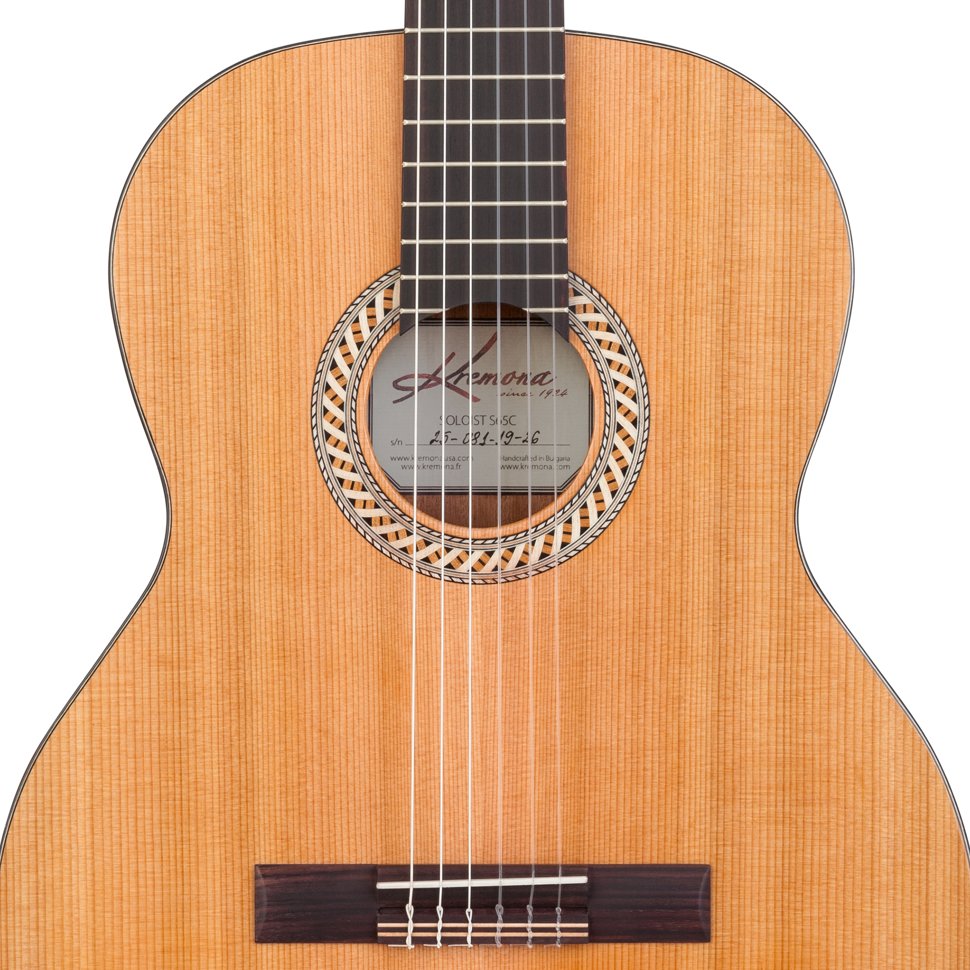 Kremona S65C European-Handcrafted Solid-Top Classical Guitar with solid cedar rop and wood rosette